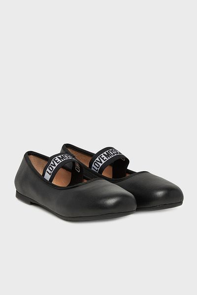 Love Moschino Logo Genuine Leather Single Strap Ballerina Shoes Shoes Ja11071G0Mie0000