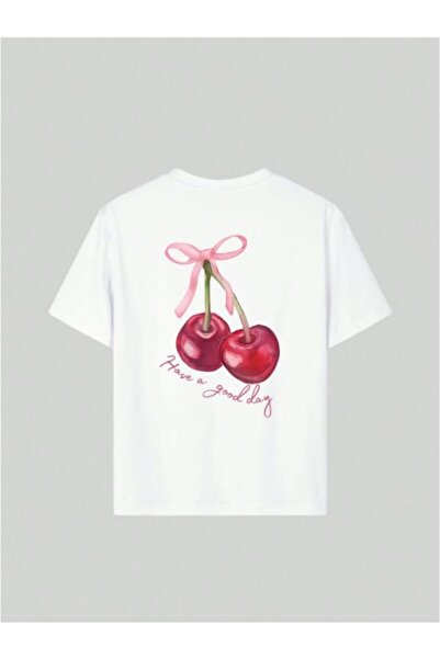 New Shine 1 μπλουζάκι δώρο για αγορές 6 και άνω στο καλάθι - Γυναικείο μπλουζάκι με στάμπα με κεράσια με στάμπα