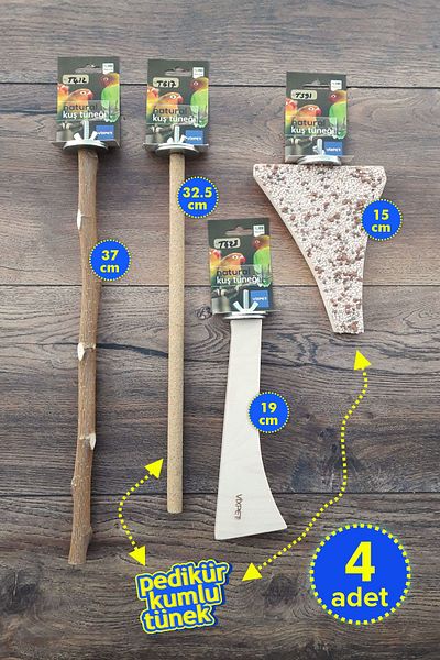 Vixpet Venty 4 Pieces Natural Parrot Perch Set - Sand Sanding Perch |   Budgie, Forpus, Sevda, Paradise M451