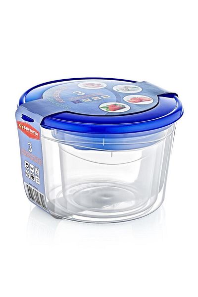 Omnipazar Sy-2850 Plastic Transparent Colored Round Storage Container Set of 3
