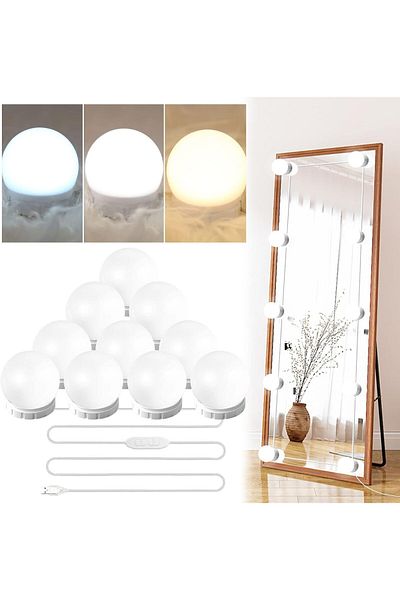 COOYA Makeup Mirror Light Kit, Hollywood Style, With 10 Dimmable Bulbs, USB Phone Adapter, Charger