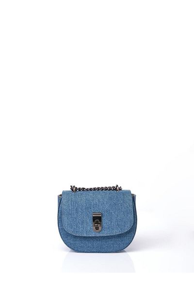 Kayra Geantă de umăr din denim acoperită - albastru