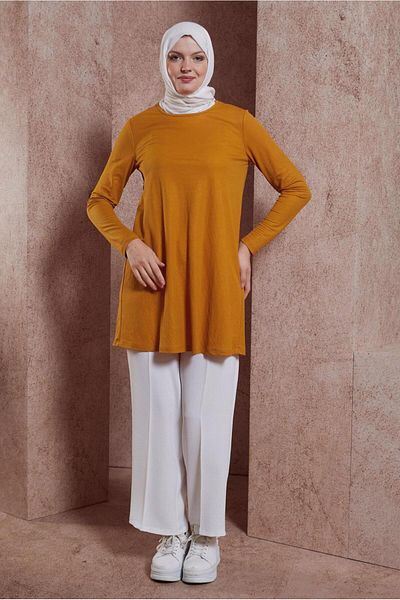 Alvina 44646 Model Plain Crew Neck Tunic