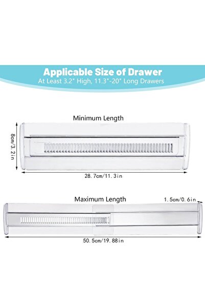 Arabest Retractable Clear Drawer Divider, Adjustable 11.3-20in with Foam Ends...