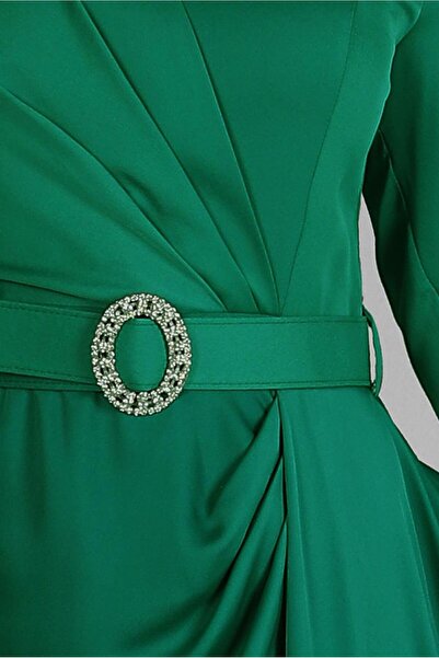 Alvina DRAPE DETAYLI KEMERLİ SATEN ABİYE ELBİSE 50320