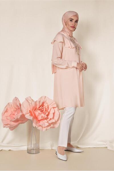 Alvina Shoulder and Embroidery Detail Shoulder Tunic with Volan 4120