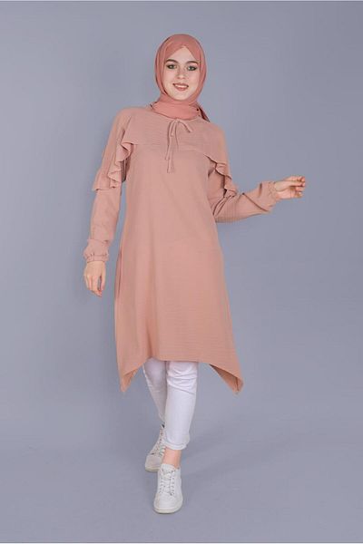 Alvina Lace-Up Tunic with Ruffle Detail 40842