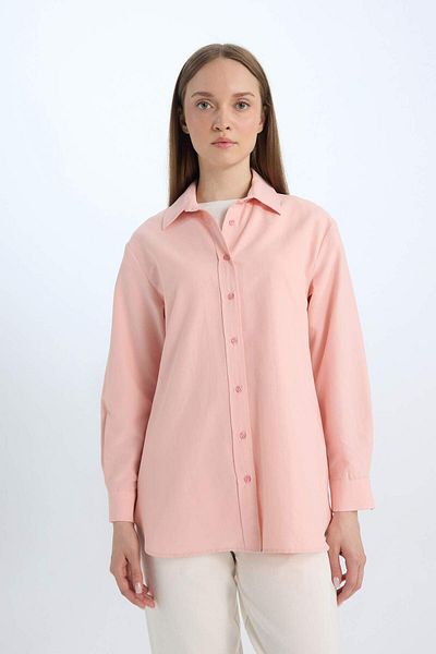 DeFacto Μακρυμάνικο πουκάμισο Relax Fit Poplin Tunic D7341ax25sp