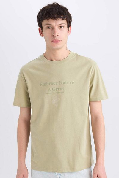 DeFacto 100% Cotton Regular Fit Crew Neck Printed Short Sleeve T-Shirt E0580Ax25Sm