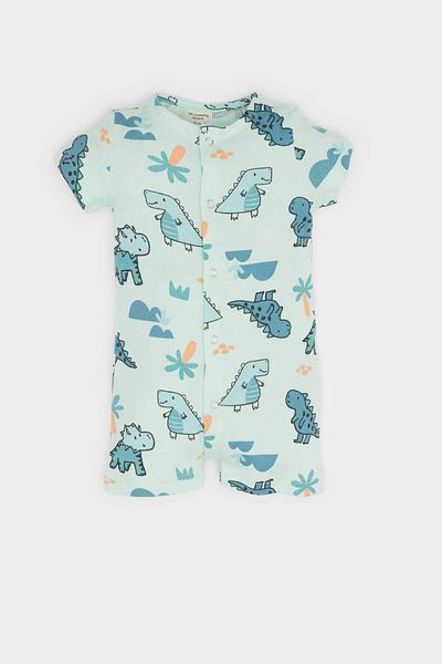 DeFacto Baby Boy Newborn Dinosaur Printed Waffle Jumpsuit E8374A525Sm