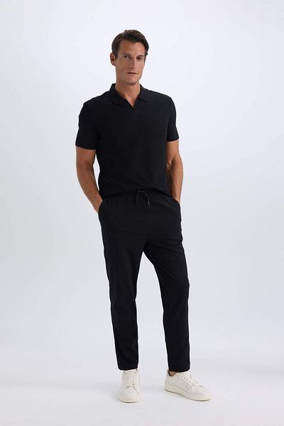 DeFacto Relax Fit Relaxed Cut Straight Leg Crinkle Summer Fabric Trousers C3930Ax25Sp