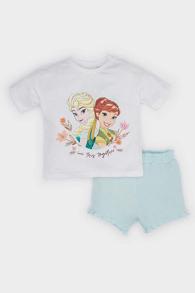DeFacto Baby Mädchen Frozen 2er Set Kurzarm T-Shirt Shorts mit elastischem Bund E9104a525sm