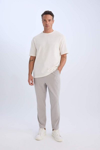 DeFacto Relax Fit Relaxed Cut Straight Leg Crinkle Summer Fabric Trousers C3930Ax25Sp