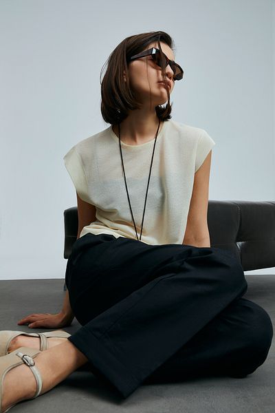 Lufian Women's Ecru Pearl Sweater
