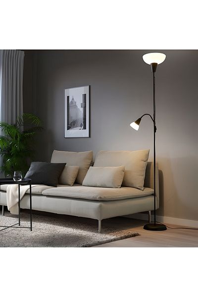 COOYA Decorative Floor Uplighter, Reading Lamp, Black White, 178cm