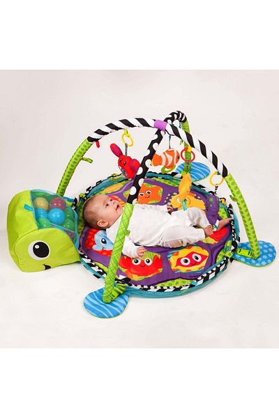 Yelajoy 3 in 1 Baby & Toddler Play Mat, with Ball Pool and Hanging Toys, 40 colorful balls, Gfit for 3+