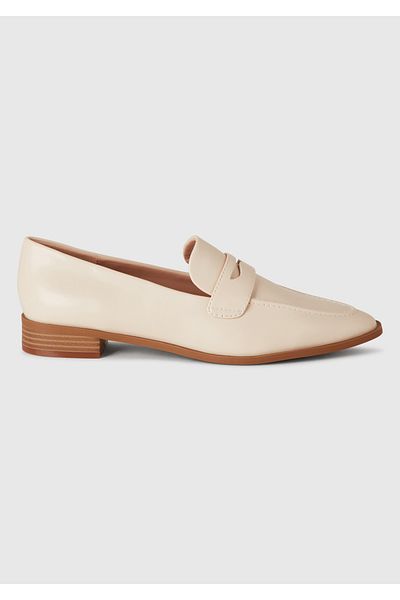 United Colors of Benetton Pantofi mocasin cu toc scurt cu efect Napa de culoare piatră pentru femei