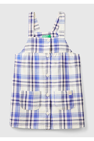 United Colors of Benetton Κοριτσίστικο λιλά με καρό σαλοπέτα με λεπτομέρεια τ...