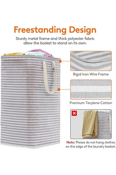 COOYA 2 Pack Collapsible Laundry Baskets, Waterproof Clothes Hamper with Easy Carry Handles, 2 x 80L