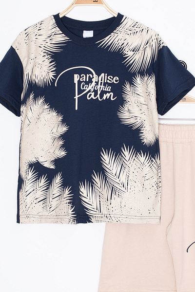 Cansın Mini Navy Blue Paradise Written Boy's Shorts Set of 2 20640