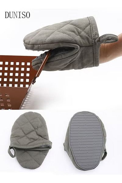 Generic DUNISO Mini Oven Mitts Silicone Gloves Heat Resistant Kitchen Gloves for Cooking
