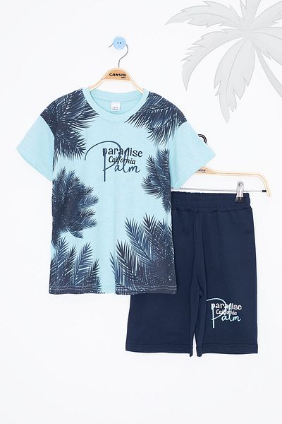 Cansın Mini Turquoise Paradise Written Boy's Shorts Set of 2 20650