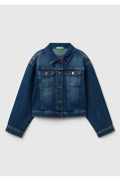 United Colors of Benetton Girl's Dark Denim Denim Jacket