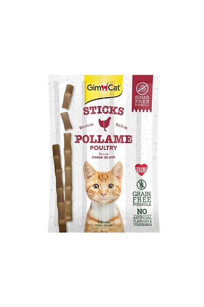 Gimcat أعواد جيم كات للقطط من الدواجن والكبد، 20 غرام، عبوة من 4 قطع
