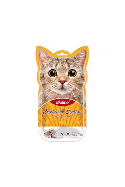 Bioline Chicken & Scallop Cat Treats - 5 pcs x 15g