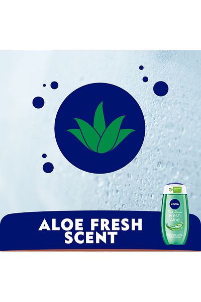 NIVEA Shower Gel Fresh Aloe 250ml Refreshing Aloe Vera Formula for Smooth Skin