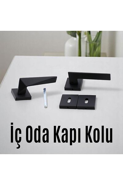 Badem10 (1 SET) Mâner de ușă pentru cameră în formă de stea, cu blocare, cu insignă pătrată neagră, potrivit pentru mânerul ușii din dreapta și stânga
