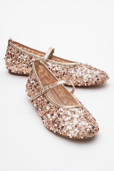 LuviShoes Lush Rose Sequined Single Strap Women's Ballerina Shoes