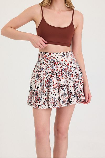 LE CARAMBOLE Women's Ecru Tan Viscose Fabric Summer Shorts Skirt 1905