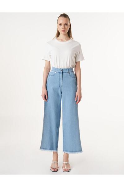 Kayra Paçası Püsküllü Marine Fit Denim Pantolon Buz Mavisi