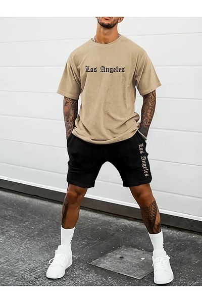 pandy Tricou imprimat Los Angeles - Pantaloni scurți Set trening sport