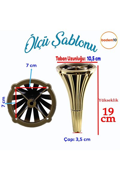 Badem10 (4 PCS) Istanbul 19 cm Gold Gold Furniture Sofa Armchair Armchair Tv Unit Console Leg Leg Feet