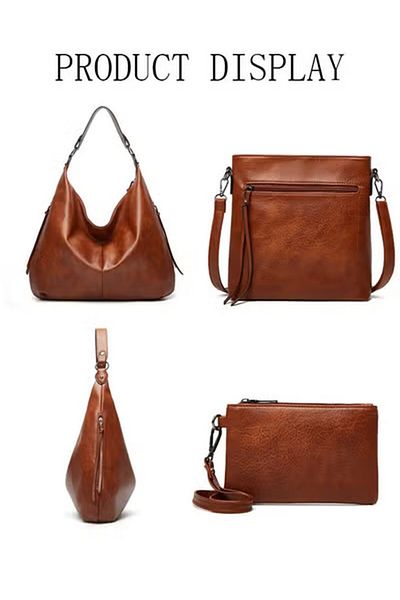 Generic DUNISO 3pcs Women Fashionable Handbag and Satchel Clutch Purse Leather Tote Shoulder Bag Set