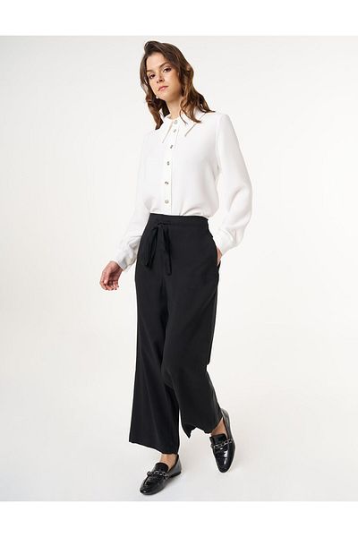 Kayra Black Rayon Trousers - Relaxed Fit