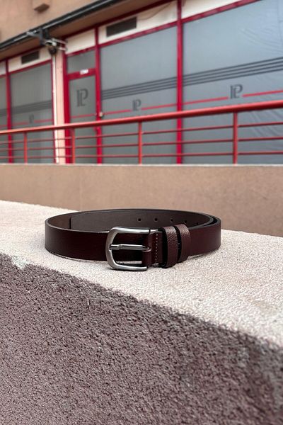 inpool Γνήσια δερμάτινη μαύρη ανδρική ζώνη - 3 cm, επάργυρη, πόρπη, Old Money Culture KMR02