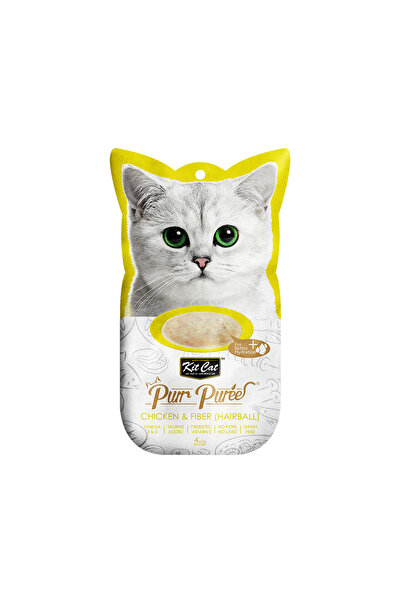 Kit Cat Kit Cat Purr Puree Chicken & Fiber (Hairball) Cat Treats - 4 x 15g