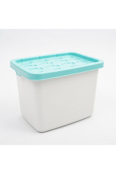 KBT Storage Basket With Lid, Doloni, 18 L, Cream With Turquoise