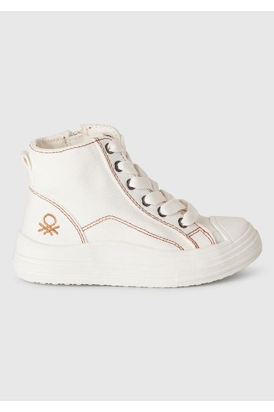 United Colors of Benetton Tenis alb pentru băiat cu detaliu cu logo
