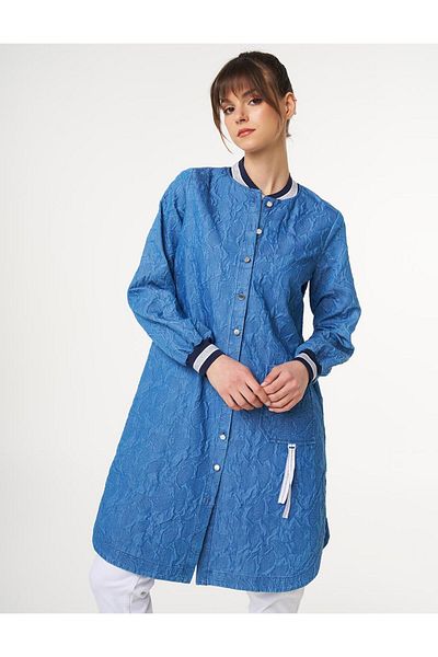 Kayra Denim Effect Tunic Indigo with Grosgrain Detail