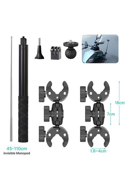 HONGDAK 110cm-A Bicycle Motorcycle Panoramic Selfie Stick For Insta360 One X2 X3 X4 GoPro 12 11 10 DJI Monop