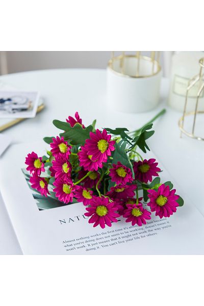 Choice Rose Red 21 Heads Artificialflower Autumn Silk Daisy Bouquet Decor Vase Home Wedding Decor Household