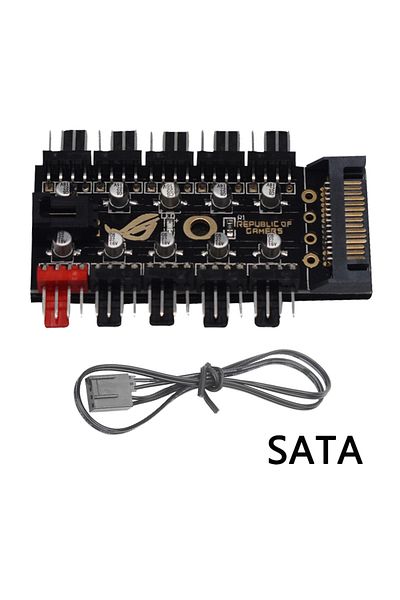 Choice 1 إلى 10 محاور SATA 1 إلى 10 محاور SATA/4PIN PC CPU Cooler Hub مروحة موزع PWM محور مروحة التبريد PWM Contro