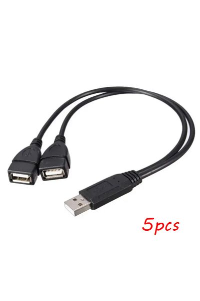 Choice 5pcs Dual Splitter Adapter Cable One to Two Female to USB 2 Male Power Extension Cables, High Qualit