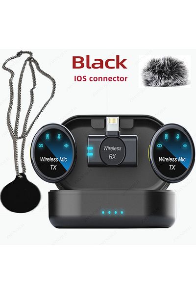 Choice IOS-Black New Magnetic Wireless Lavalier Microphone Noise Canceling Necklace Windproof Cap Audio Vid