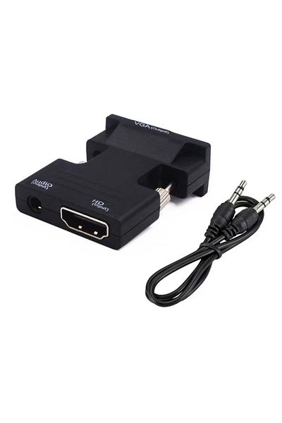 Choice black HDMI-compatible Female to VGA Male Converter 3.5mm Audio Cable Adapter 1080P FHD Video Output
