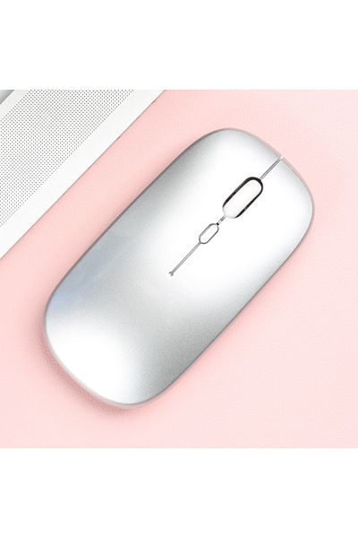 MissionFit Glossy-silver Wireless Bluetooth-compatible Mouse Portable Ergonomic Computer Mice For Laptop Ipad T